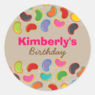 Retro Jellybeans Pop Snoep Birthday Party Sticker
