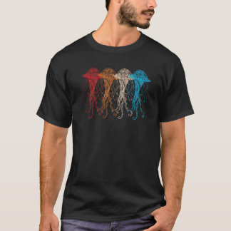 Retro Jellyfish 70s Ocean Zee Beach Dieren T-shirt