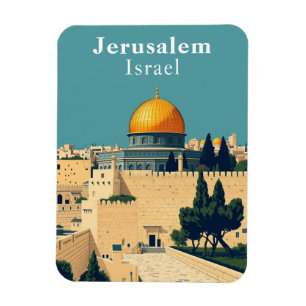Retro Jeruzalem Israël Travel Souvenir Magneet