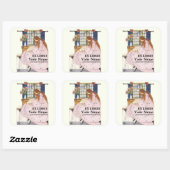 Retro Jessie Marion King Ex Libris Sjabloon Vierkante Sticker (Vel)