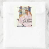 Retro Jessie Marion King Ex Libris Sjabloon Vierkante Sticker (Tas)