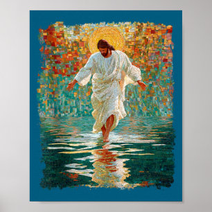 Retro jesus christus kerk ontwerp tank top  poster