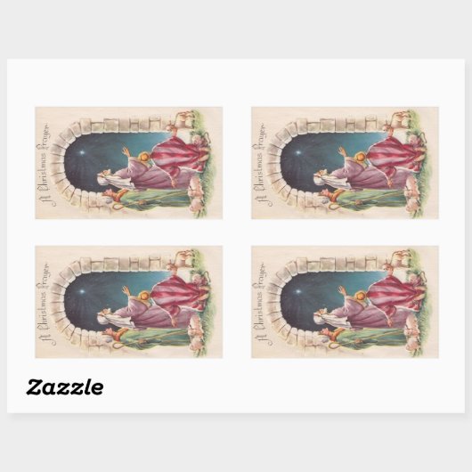 Retro  Jesus Een kerstgebed Rechthoekige Sticker (Vel)