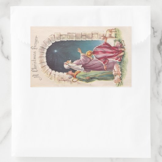 Retro  Jesus Een kerstgebed Rechthoekige Sticker (Tas)