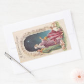 Retro  Jesus Een kerstgebed Rechthoekige Sticker (Envelop)