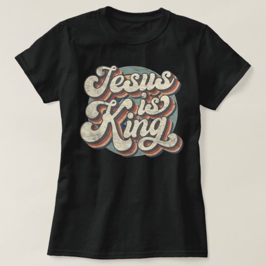 Retro Jesus is koning Christelijke bijbelse Mannen T-shirt (Design voorkant)