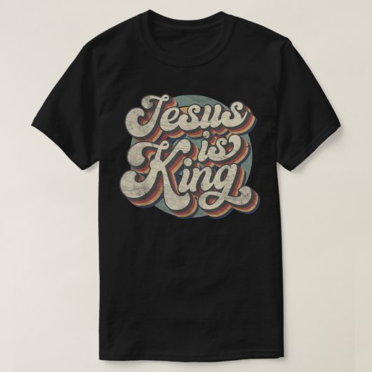 Retro Jesus is koning Christelijke bijbelse Mannen T-shirt (Design voorkant)