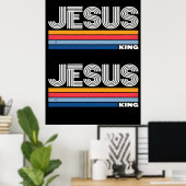 Retro jesus king christian  poster (Thuiskantoor)