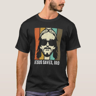 Retro Jesus redt Bro Mijn God Heer Savior Christus T-shirt