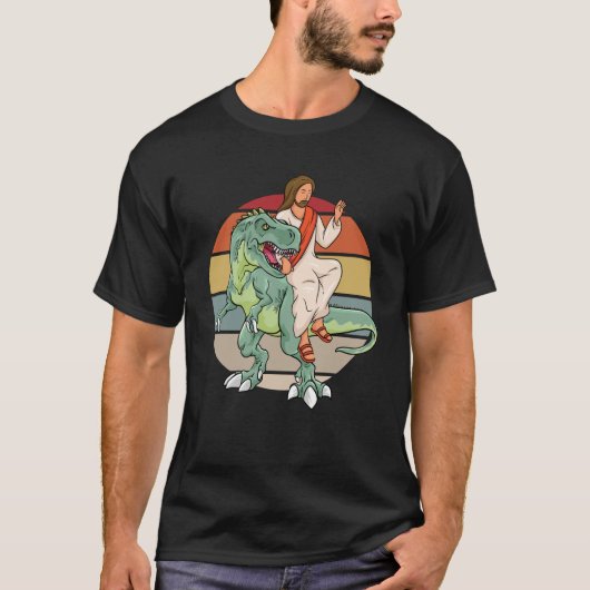 Retro Jesus Trex Cool Dinosaur T-shirt (Voorkant)