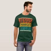 Retro Jesus veranderde mijn leven Christelijke ma T-shirt (Voorkant volledig)