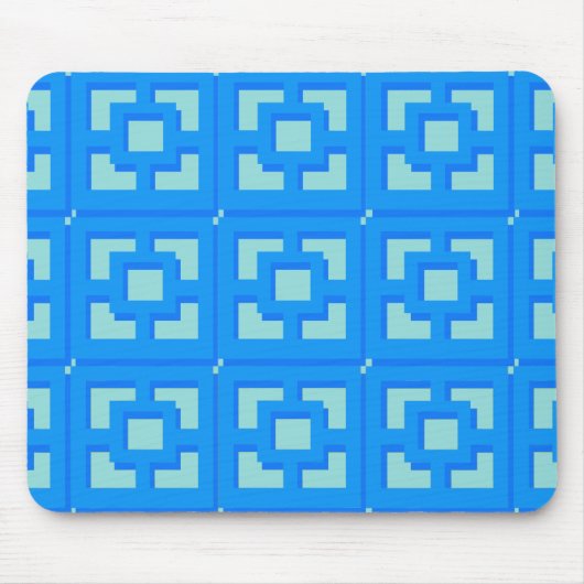 Retro Jet Set Blue Trellis Mousepad Muismat (Voorkant)