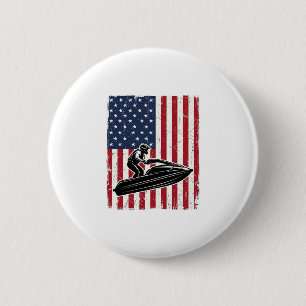 Retro Jetski Amerikaanse Vlag Vector T-shirt Ontwe Ronde Button 5,7 Cm