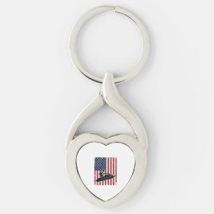 Retro Jetski Amerikaanse Vlag Vector T-shirt Ontwe Sleutelhanger