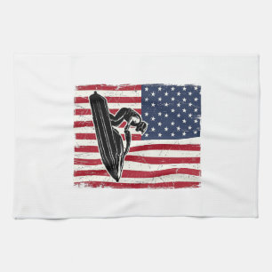Retro Jetski Amerikaanse Vlag Vector T-shirt Ontwe Theedoek