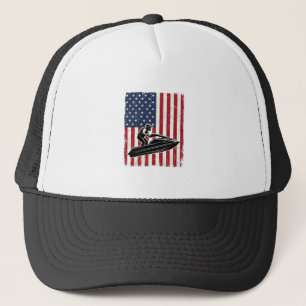 Retro Jetski Amerikaanse Vlag Vector T-shirt Ontwe Trucker Pet