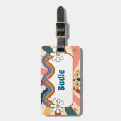 Retro jeugdkamp gepersonaliseerd bagagelabel (Voorkant verticaal)