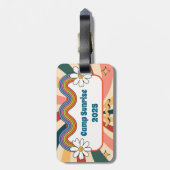 Retro jeugdkamp gepersonaliseerd bagagelabel (Achterkant verticaal)