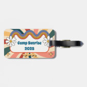 Retro jeugdkamp gepersonaliseerd bagagelabel (Achterkant horizontaal)