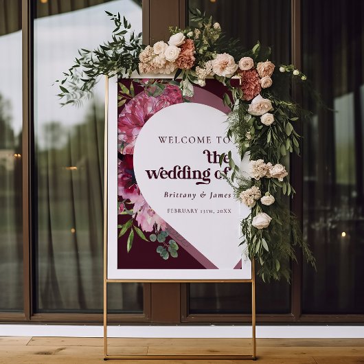 Retro Jewel Toon Hart Romantisch Bruiloft Welkom Poster