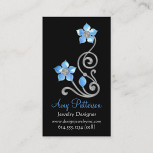 Retro  jeweled Blue Design Visitekaartje