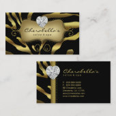 Retro Jewelry Salon Spa Visitekaartje Zebra Gold (Voorkant / Achterkant)