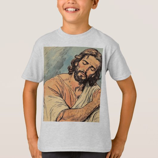 Retro Jezus Christelijk Kinderen T-shirt (Voorkant)