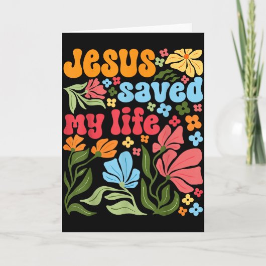 Retro Jezus Christus Heeft Mijn Leven Gered Boho B Kaart (Voorkant)