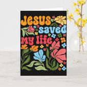 Retro Jezus Christus Heeft Mijn Leven Gered Boho B Kaart (Gele Bloem)