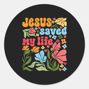 Retro Jezus Christus Heeft Mijn Leven Gered Boho B Ronde Sticker