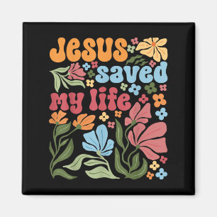 Retro Jezus Christus redde mijn leven Boho Floral Magneet