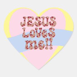 Retro Jezus houdt van mij Hart Sticker