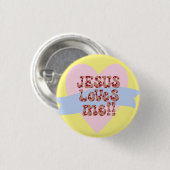 Retro Jezus houdt van mij Ronde Button 3,2 Cm (Voorkant /achterkant)