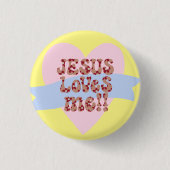 Retro Jezus houdt van mij Ronde Button 3,2 Cm (Voorkant)