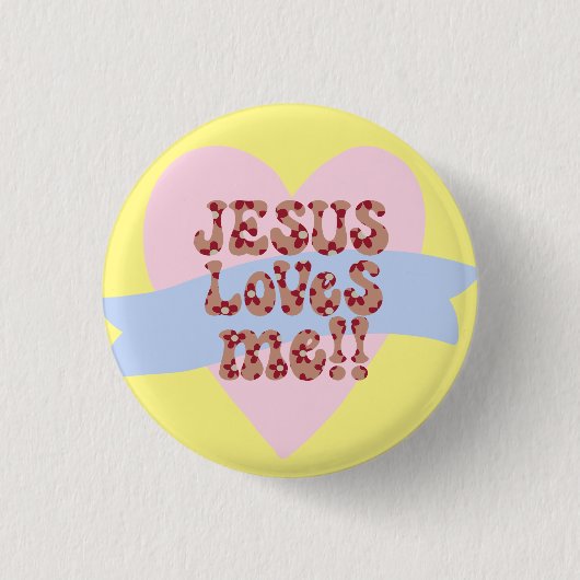 Retro Jezus houdt van mij Ronde Button 3,2 Cm (Voorkant)