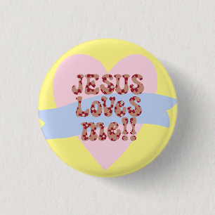 Retro Jezus houdt van mij Ronde Button 3,2 Cm