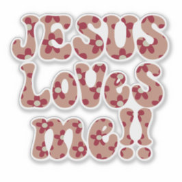 Retro Jezus houdt van mij Sticker