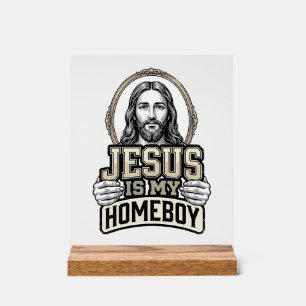 Retro Jezus Is Mijn Huisgenoot Gegraveerd Vectoron Acryl Bord