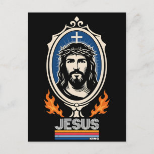 Retro Jezus koning christelijk Feestdagenkaart