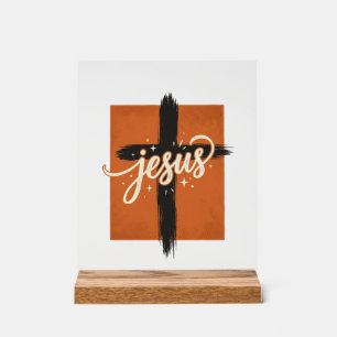 Retro Jezus Kruis Christelijk T-shirt Ontwerp_1 Acryl Bord