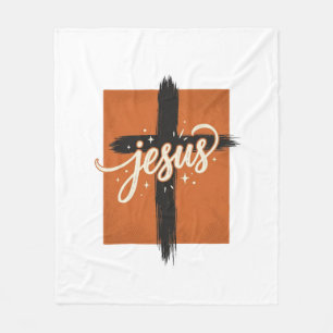 Retro Jezus Kruis Christelijk T-shirt Ontwerp_1 Fleece Deken