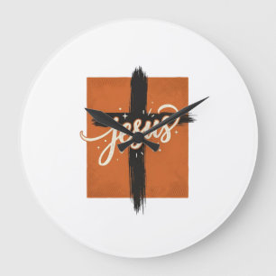 Retro Jezus Kruis Christelijk T-shirt Ontwerp_1 Grote Klok