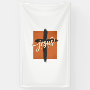 Retro Jezus Kruis Christelijk T-shirt Ontwerp_1 Spandoek