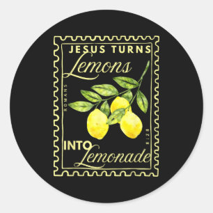 Retro Jezus Maakt Citroenlimonade Ronde Sticker