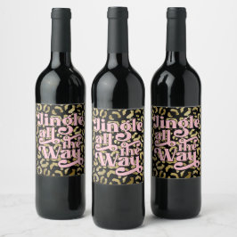 Retro Jingle All Way Drink Label Animal Print Wijn Etiket