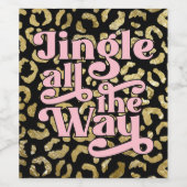 Retro Jingle All Way Drink Label Animal Print Wijn Etiket (Enkel label)