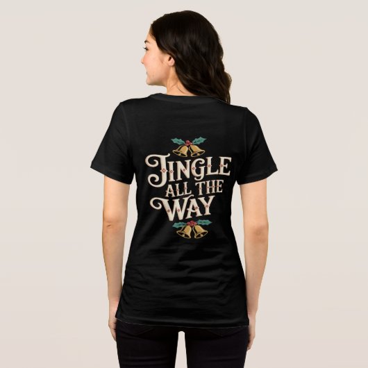 Retro Jingle Alle Weg Feestelijke Bellen en Hulst Tri-Blend Shirt (Achterkant volledig)