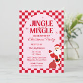 Retro Jingle And Mingle Christmas Checkerboard Red Kaart (Staand voorkant)