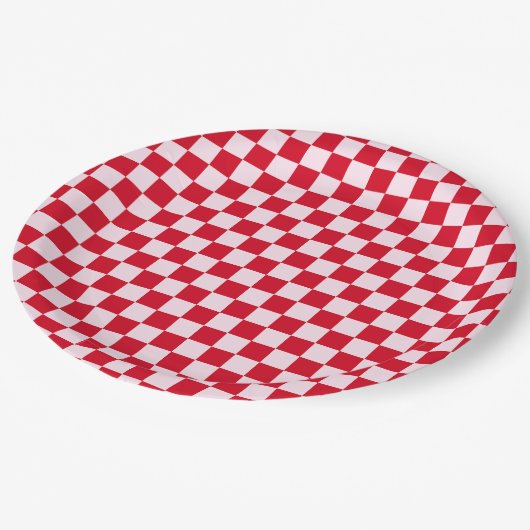 Retro Jingle And Mingle Christmas Checkerboard Red Papieren Bordje (Gekanteld)