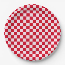 Retro Jingle And Mingle Christmas Checkerboard Red Papieren Bordje